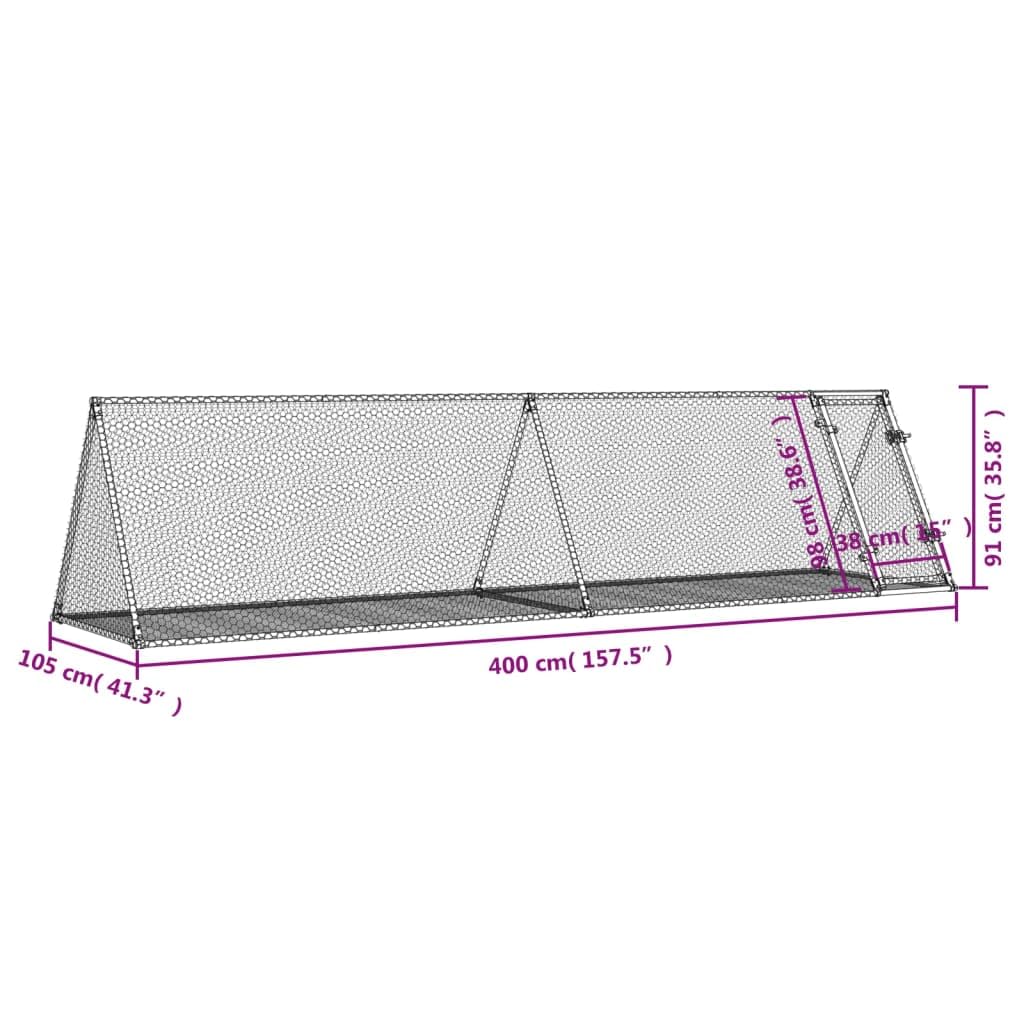 Homgoday Jaula para conejos plateada 400 x 105 x 91 cm de acero galvanizado, decoración de muebles, muebles de interior/exterior para salón, oficina