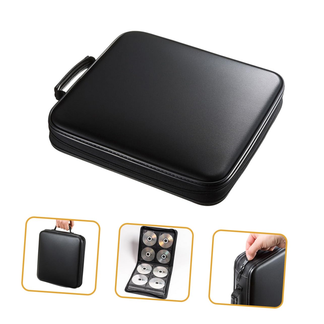 Porta CD in Plastica Cerniera Custodia per Dvd da Esterno Borsa per Dischi CD Maniglia Protezione da Polvere e Graffi Design di Grande Capacità per Conservazione Casa Viaggio