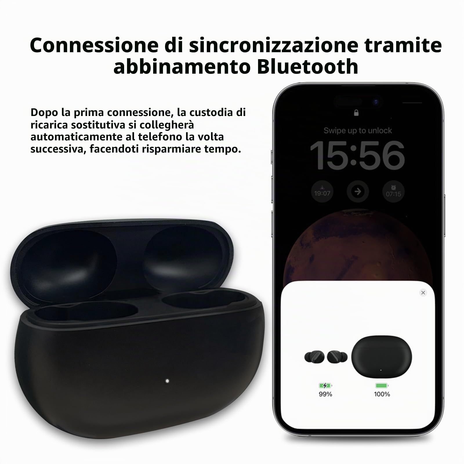 Custodia di ricarica di ricambio compatibile con Beats Studio Buds/Buds +, custodia di ricambio per stazione di ricarica con pulsante di sincronizzazione Bluetooth e 660 mAh
