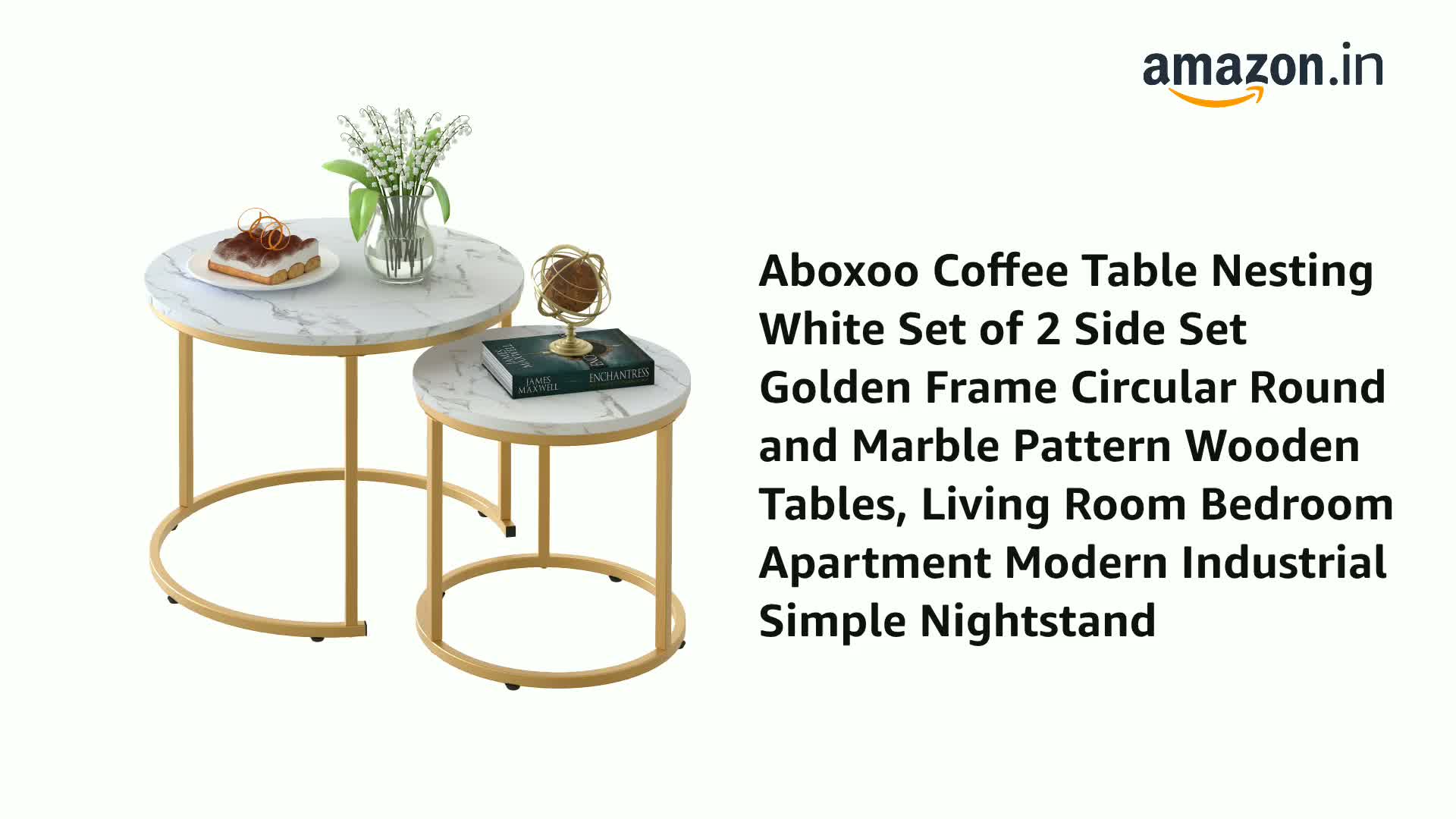 Aboxoo Coffee Table Nesting Side Set Of 2 End Table Top Sturdy Etal