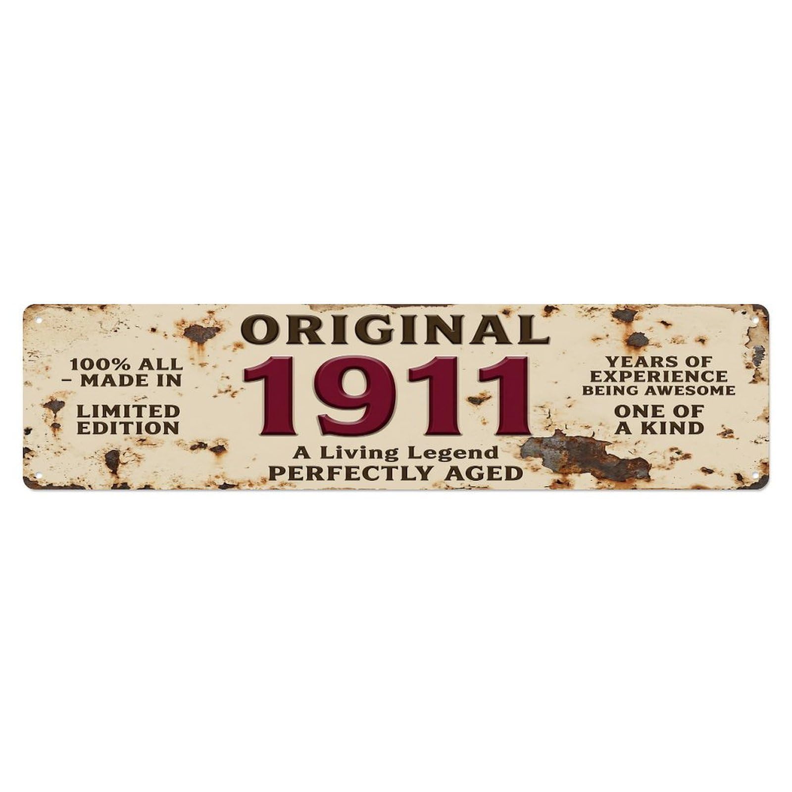 Original 1911 Limited Edition Perfectly Aged Legend Metal Tin Sign