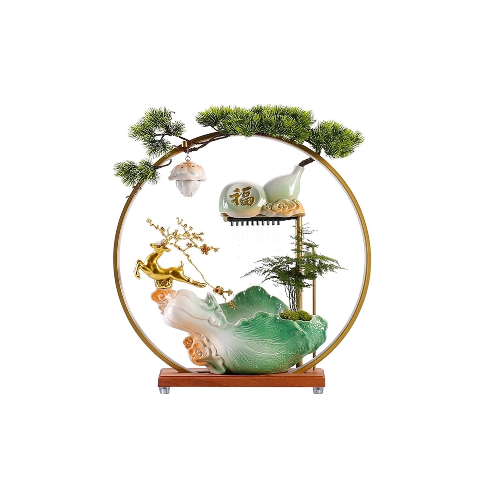 water feature Chinese Style Tabletop Waterfall Fountain Cabbage And Water Flowing Ornaments for Bedroom Office