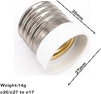 Vista 4 de 8 portalámparas E27 a E17 convertidor de adaptador - E26 a base de bombilla E17 - Compatible con bombillas LED/CFL, resistente al calor
