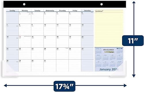 Miniatura 4 de AT-A-GLANCE Calendario de escritorio 2024, almohadilla de escritorio mensual, 18 x 11 pulgadas, compacto, notas rápidas (SK7100024)
