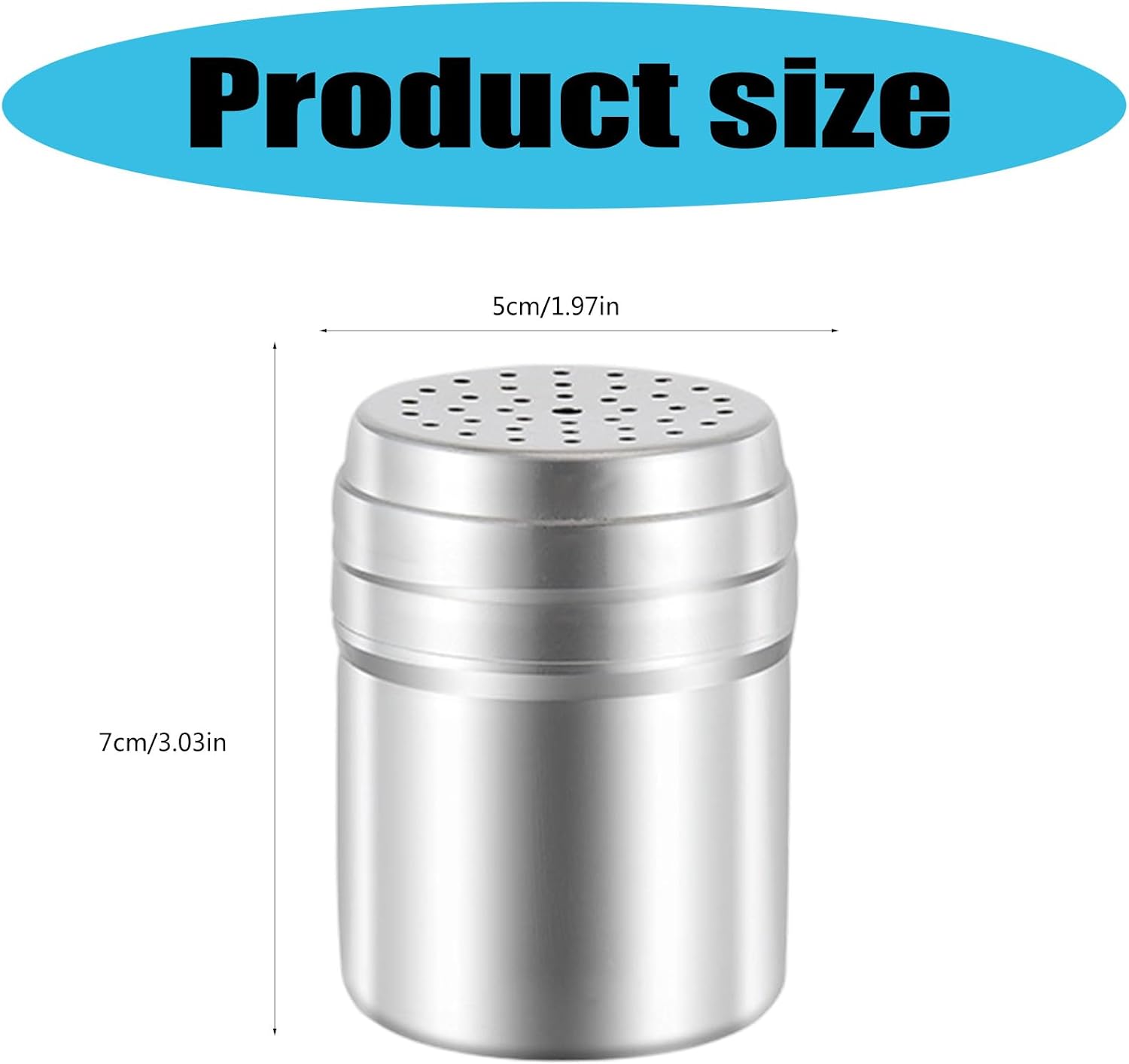Pack of 2 Stainless Steel Kitchen Container for Dry Goods Storage Seasoning Jar Powdered Sugar Shaker Stainless Steel Spices Shaker