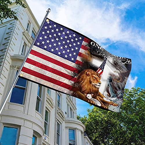 One Nation Under God Patriot Us Flags With Brass Grommets For Dorm Room Decor,Religious Cross Indoor Outdoor American Flags & Banners 3X5 Ft Sign #TOP1