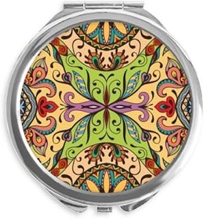 European Style Pattern Flowers Leaves Lines Hand Compact Mirror Round Portable Pocket Glass