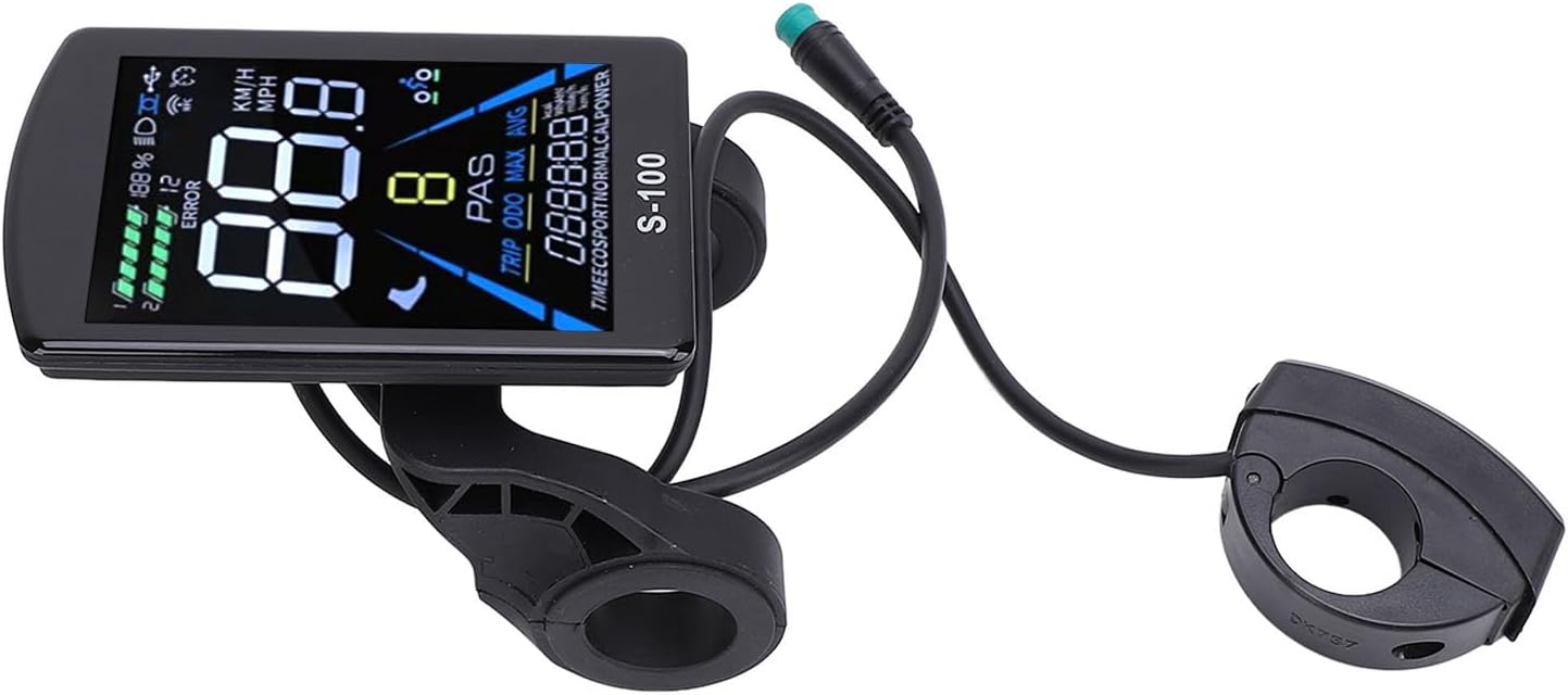 Electric Bike LCD Display 24V 36V 48V 60V 72V Universal 5 Pin Water Connector S-100 Panel Screen for 22.2mm Handlebar Cycling Accessory
