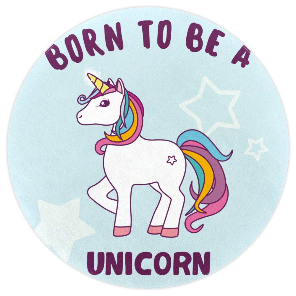 Tapis de sol pour salle de jeux Born To Be An Unicorn tapis rond doux multicolore 160cm