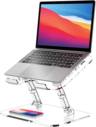 Lpoake Acrylic Laptop Stand for Desk, Adjustable Ergonomic Laptop Riser,