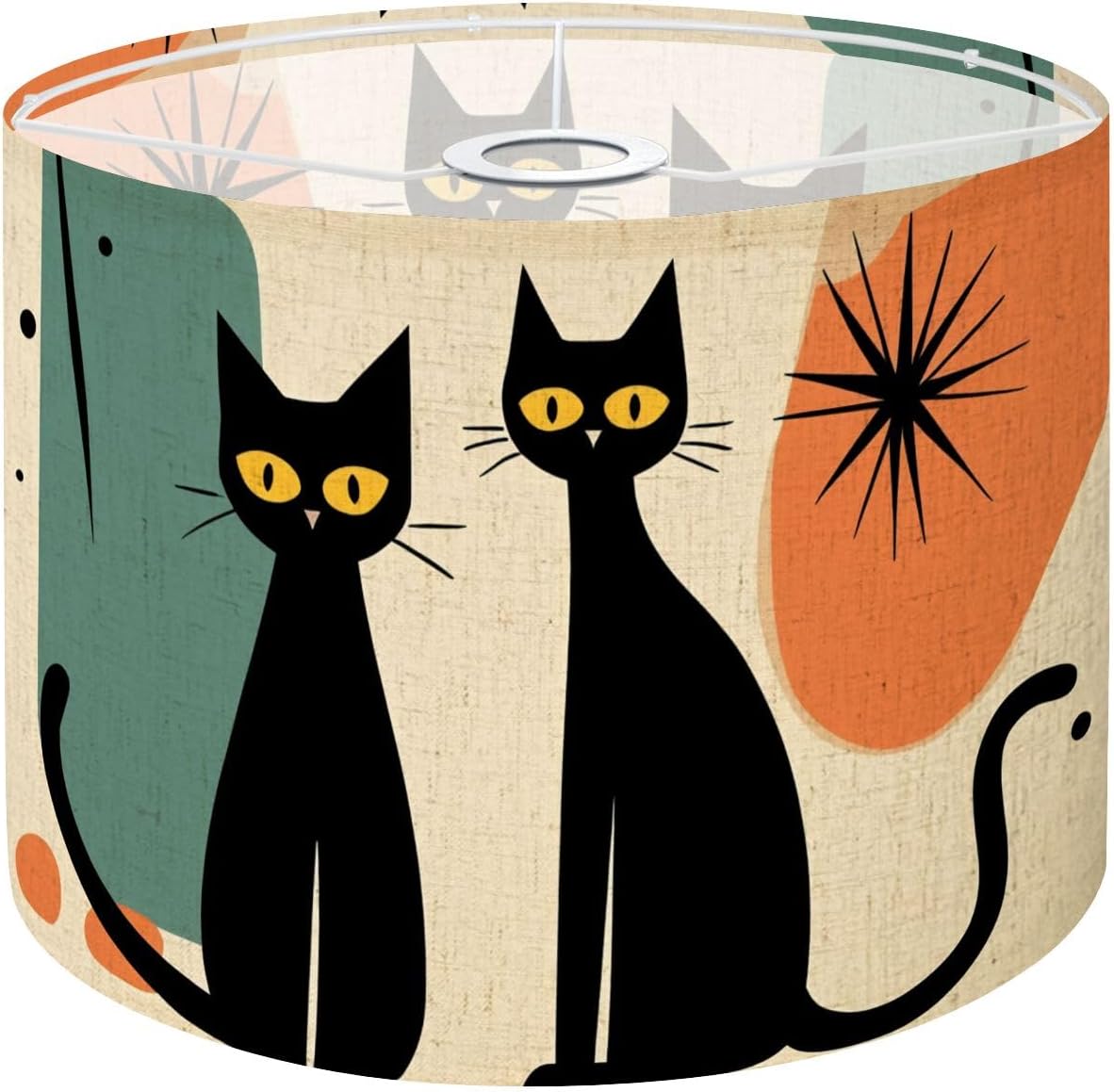 Lamp Shades Large Lamp Shade Black Cat Retro Atomic Mid Century Halloween Modern Living Linen Shade for Pendant Light Table Lampshade Floor Lampshades Drum Boho 1 Pack Replacement
