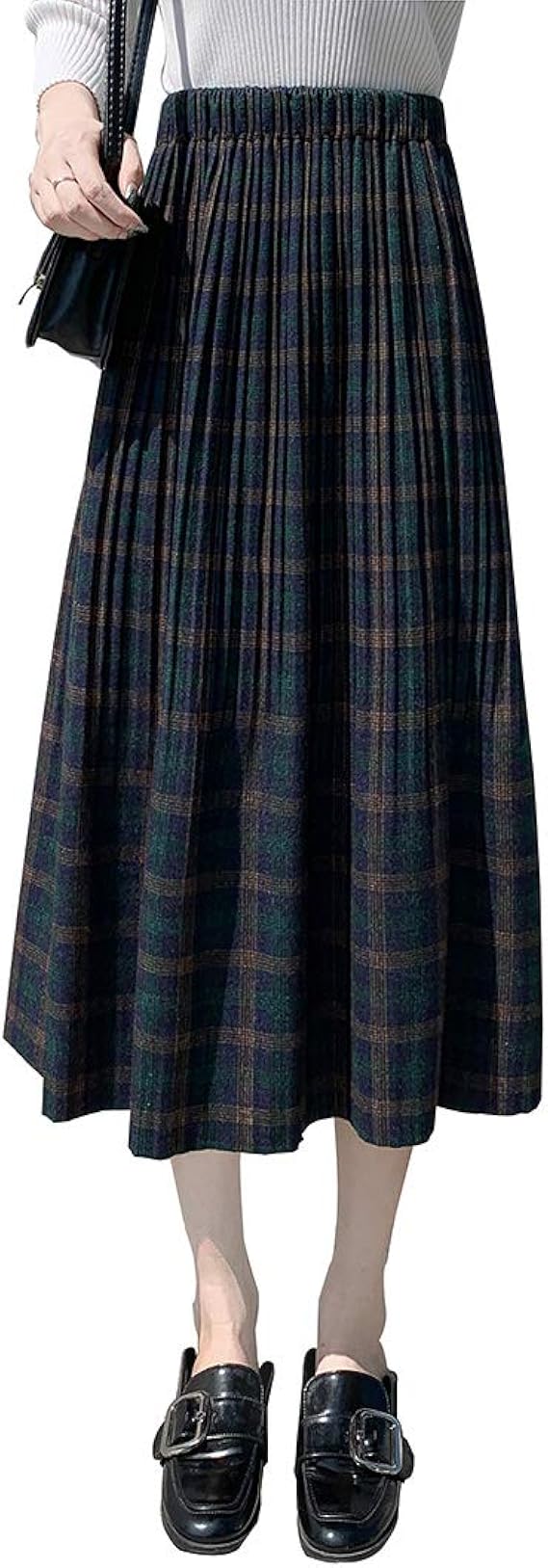 Damen Wollrock Winter Lang - Eleganter A-Line Rock Mit Hoher Taille