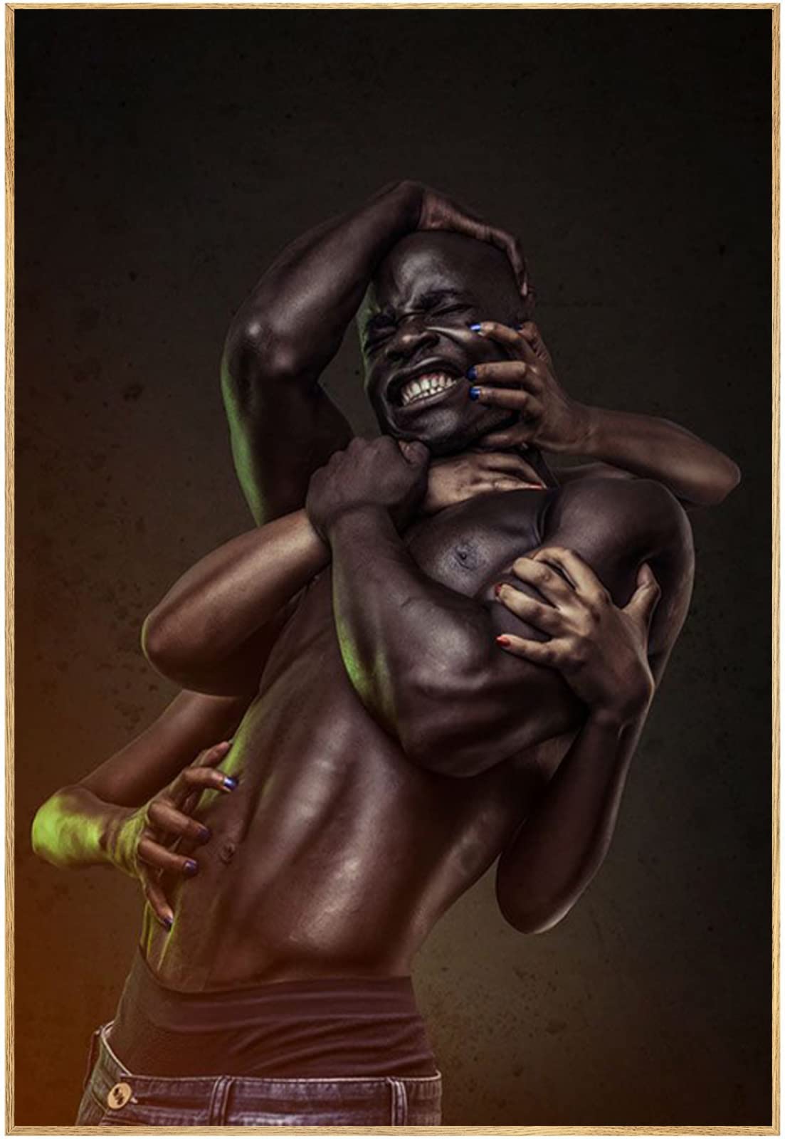 Mular African Black Man Canvas Painting African Wall Art Figure Posters And Prints Wall Pictures For Living Room Bedroom Decor Framed-16x24inch