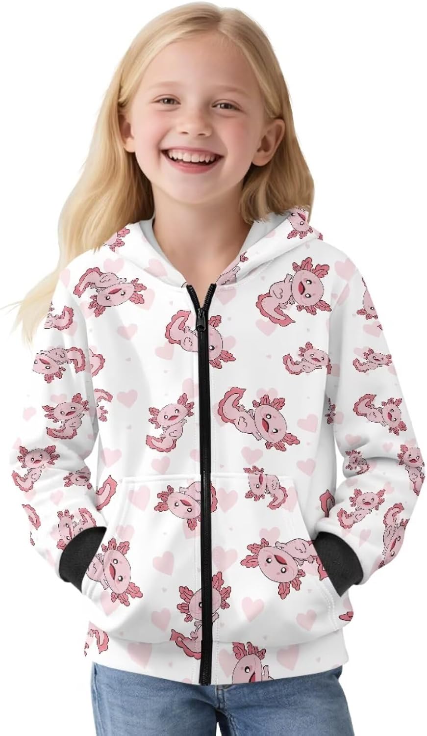 GzzxiailgBoys Girls Zipper Hoodies Student Sweatshirt Pullover Shirts Long Sleeve Sweater with Pocket Novelty Kids Sportswear