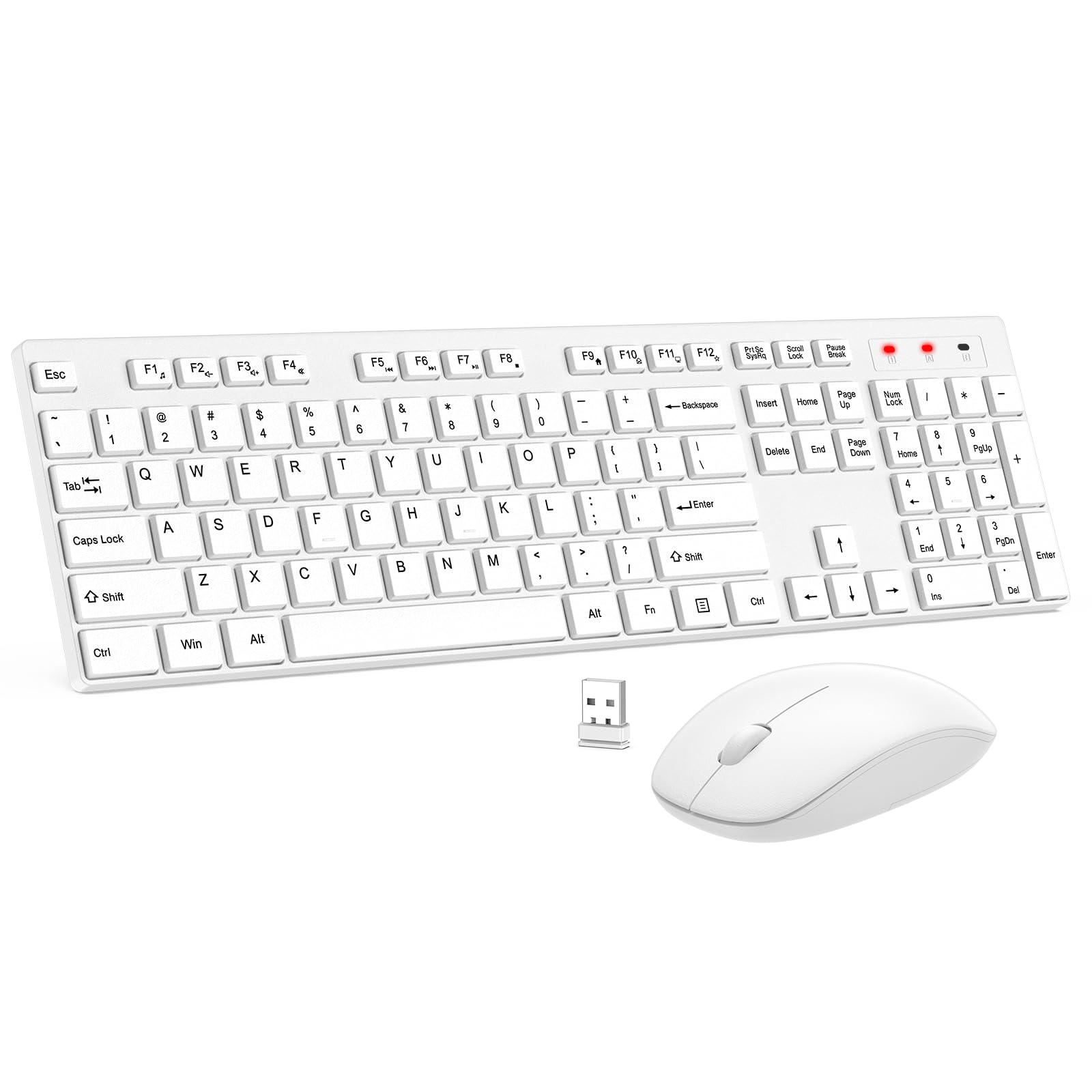 Photo 1 of Wireless Keyboard and Mouse Combo, EDJO Silent Full Size Cordless USB Keyboard Mouse, 2.4GHz Lag-Free, Long Battery Life, for Computer, Laptop, PC, Chromebook, Windows (White, 1 Pack)