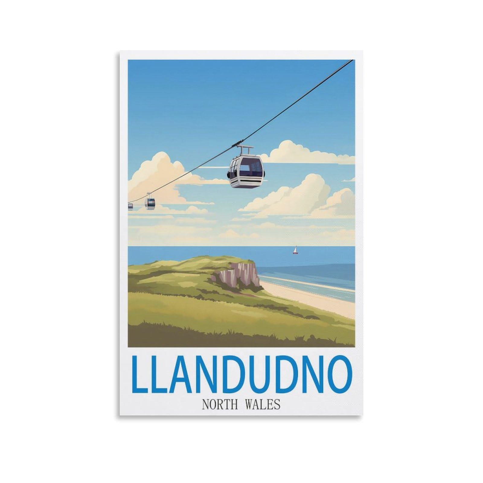 Xllyxygjq Unframe-Style Llandudno North Wales Vintage Travel Poster 24X36inch(60X90cm) Canvas Wall Art Poster Print Artwork Painting Picture For Home Decoration Living Room Office Bedroom