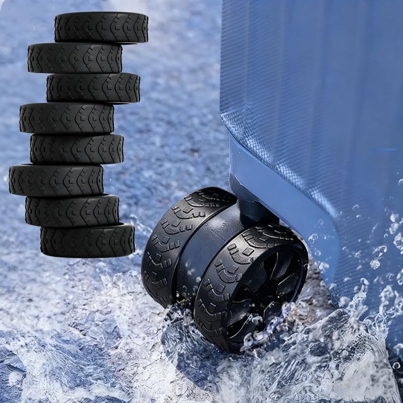 16pcs Silicone Luggage Wheel Covers - Noise Reduction & Shock Absorption Caster Protectors for Suitcases, Office Chairs & Rolling Bags, Durable Travel Accessories in Black Colors Luggage for Travel