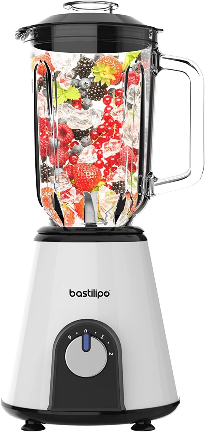 Frullatore BVA-800 B – Frullatore 800 W con 6 lame in acciaio inox e caraffa in vetro da 1,5 litri – 2 velocità con funzione Pulse