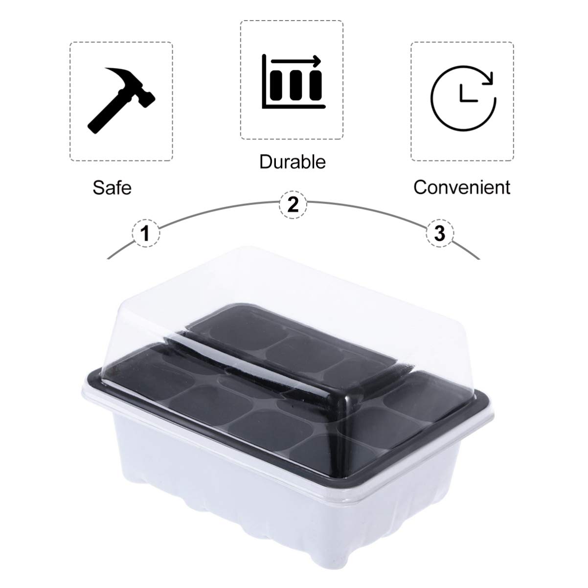 BESPORTBLE Vaschette Semenzaio 10 Confezione 12 Celle Plastico Bianco | Pervious To Light, Drain Holes e Proper Drainage, Gardening per Small Plants e Peppers