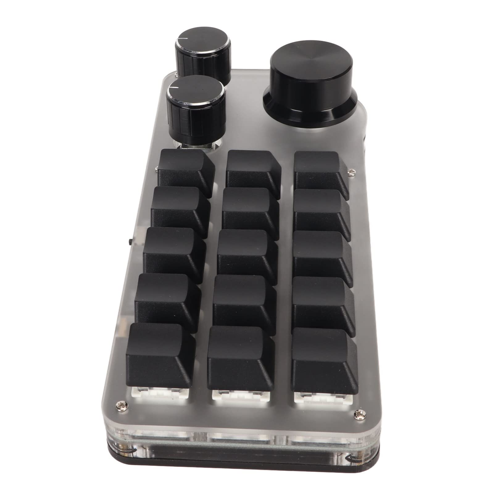 15 Keys One Handed Mechanical Gaming Keyboard, Mini Keypad Programmable Macro Keyboard with 3 Knobs, Type C Bluetooth 2.4G Wireless Three Connection Modes Keyboard