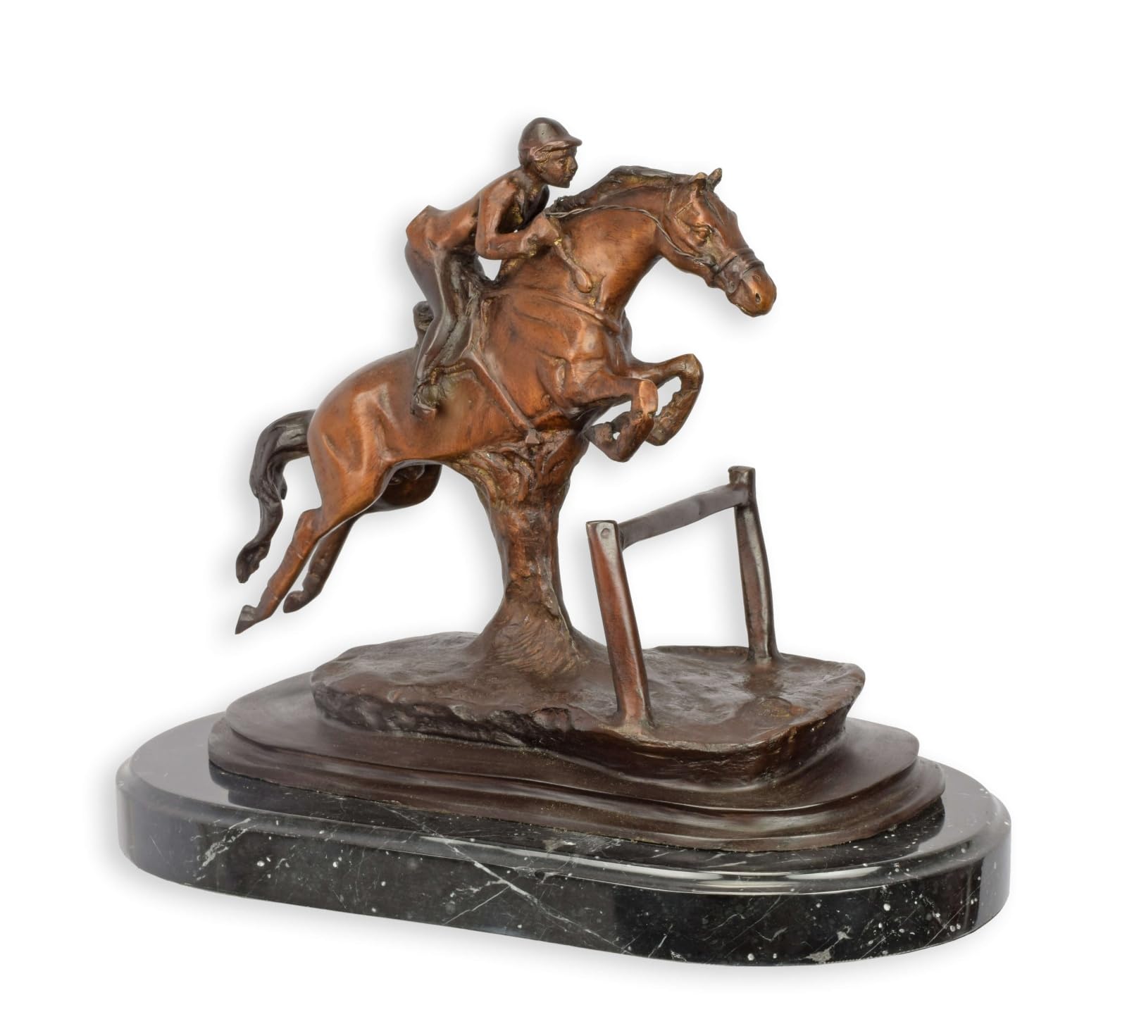 aubaho Bronze Sculpture Rider Horse Jumping Replica Retro Design Decoration