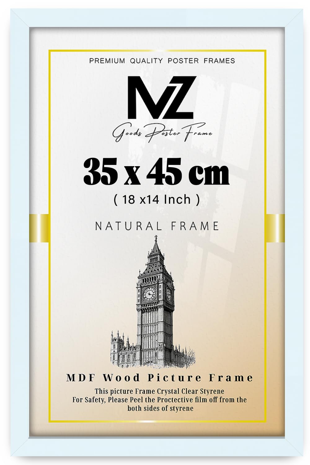 MZ GOODS | MDF Picture Frame (35 x 45 CM) 18" x 14" for Wall Gallery & Art Display, MDF Wood, Comes with Secure Hanging Hooks [ White ]