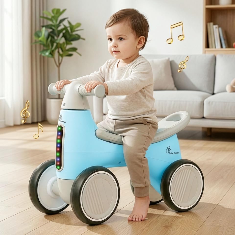 R for Rabbit Speedster Glider Push Ride on Car for Kids Baby Balance Bike with Music and LED Lights Scratch-Free Wheels Toy Storage Space for 1-4 Years Boys Girls, Weight Capacity Up to 20Kgs (Blue)-picture-31
