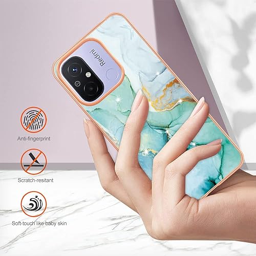 Miniatura 3 de Funda para teléfono Xiaomi Redmi 12C 11A 4G, TPU suave + patrón de mármol IMD Diseño delgado Cámara mejorada y protección de pantalla para niñas y