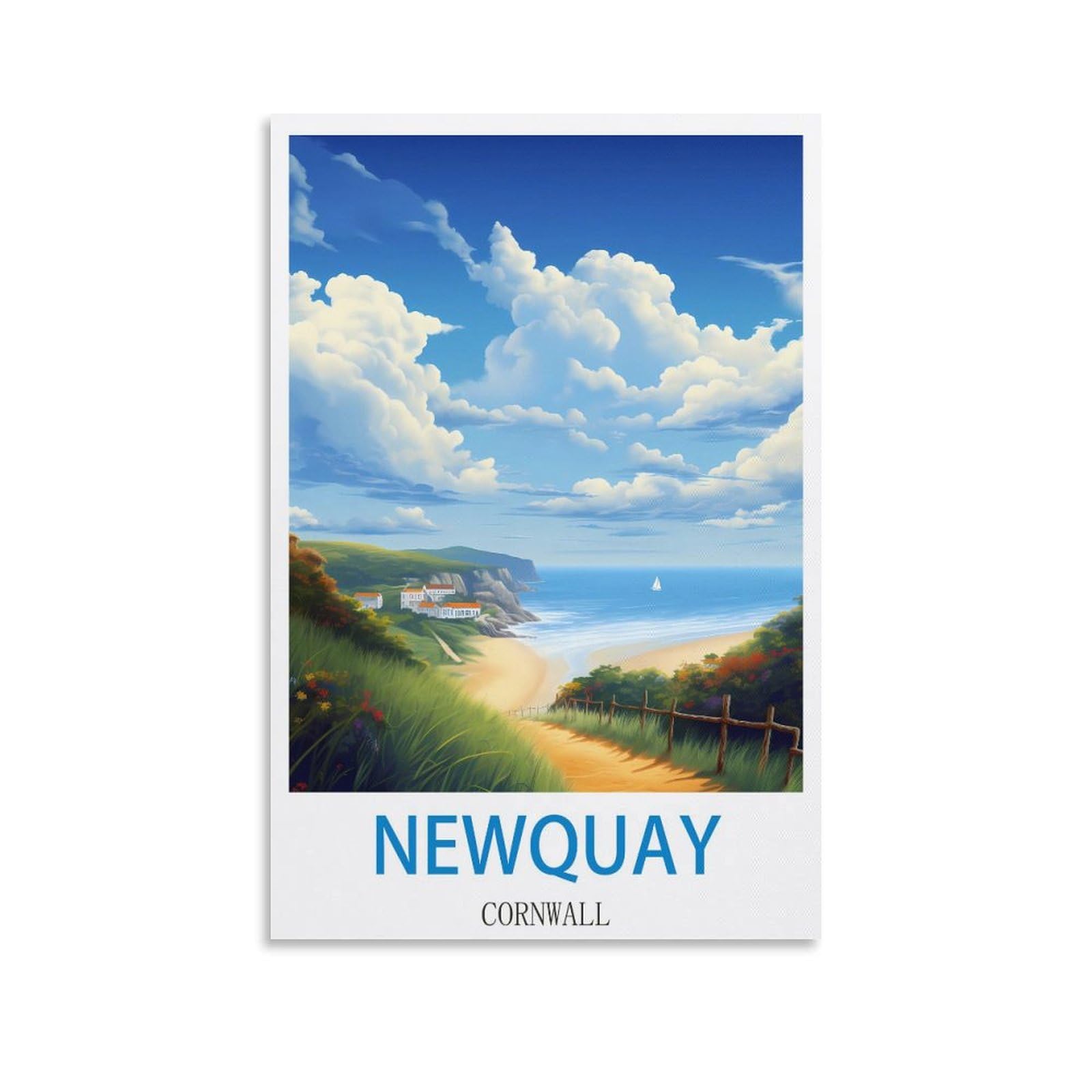 Ndoud Newquay Cornwall Vintage Travel Poster 08x12inch(20x30cm) Wall Art Picture Print Canvas Painting for Living Room Home Decor
