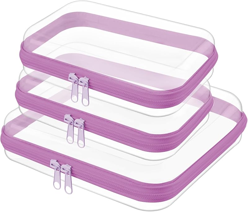 Estojo organizador transparente rígido com zíper Topfinder, roxo, M + 2 S, 3 unidades