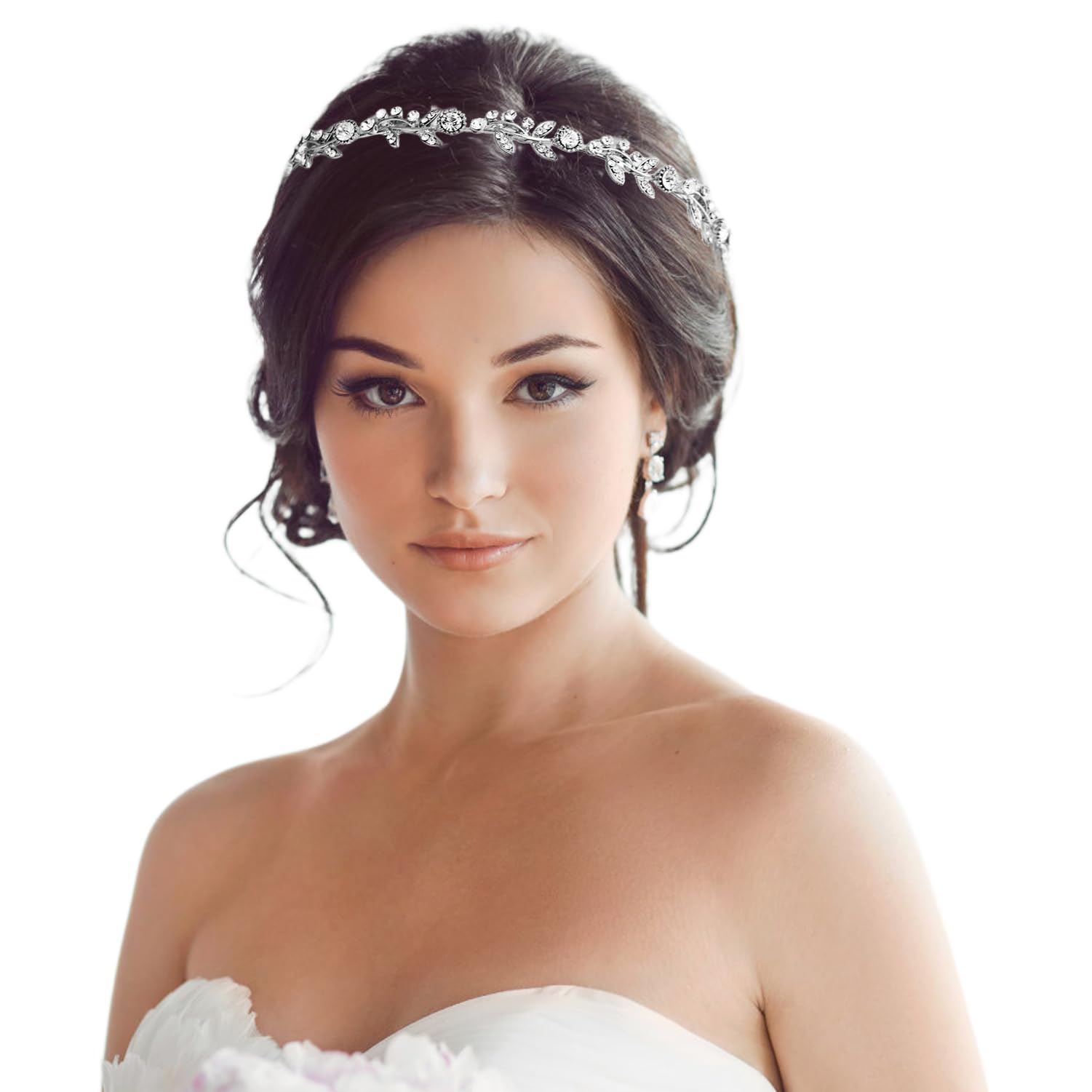 Tiara para Novia con Diseño de Hojas y Flores, Tocados de Boda Díadema, Diademas de Diamantes de Imitación para Mujer, Tiara Novia Boda, Tocados de Pelo Boda