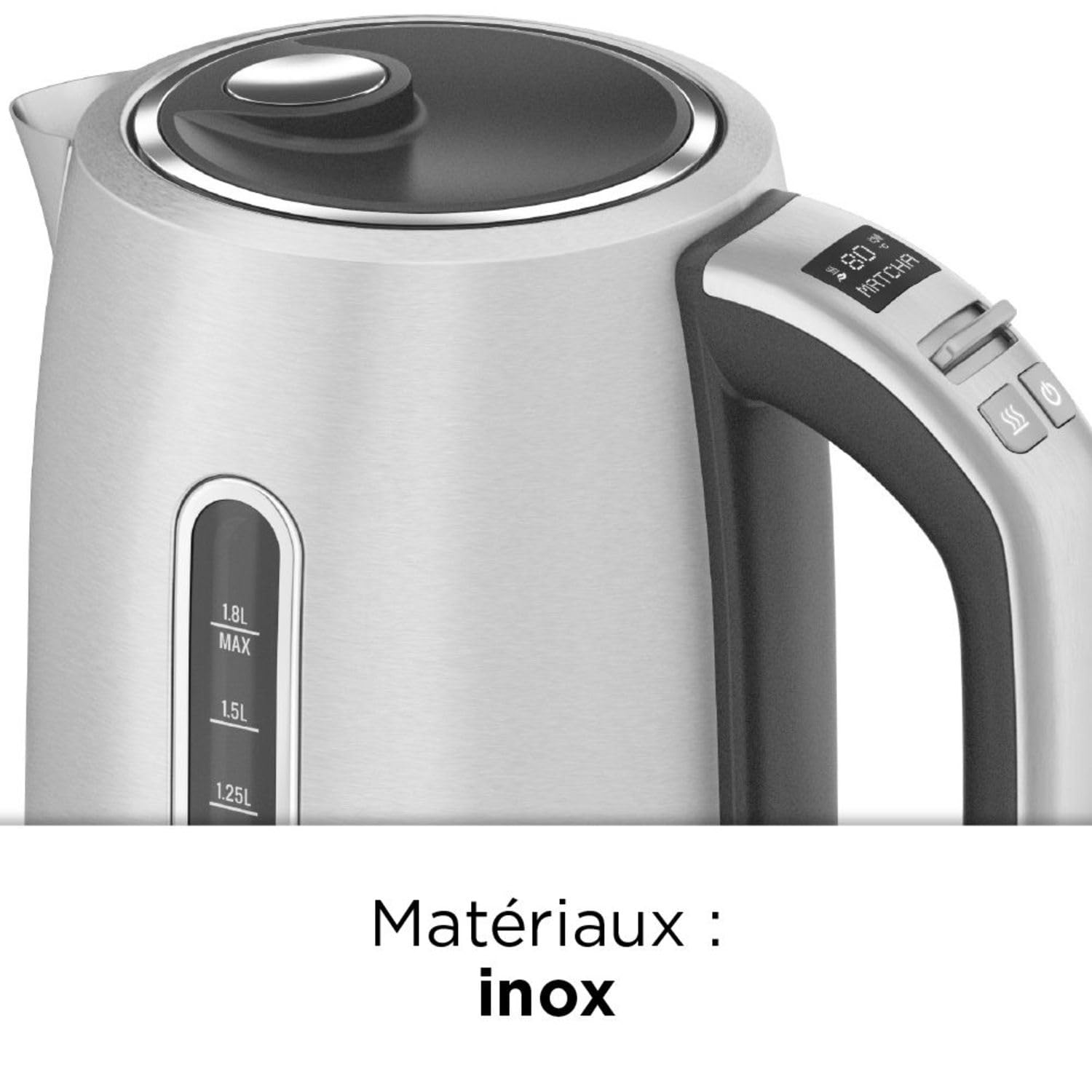 riviera&bar - Bouilloire Expert à Température Réglable BBT660 ELEA - Inox, 50 à 100°C, Socle Pivotant à 360°, Protection Anti Surchauffe - 1,8L, 22,5x25,5x16 cm, Noir