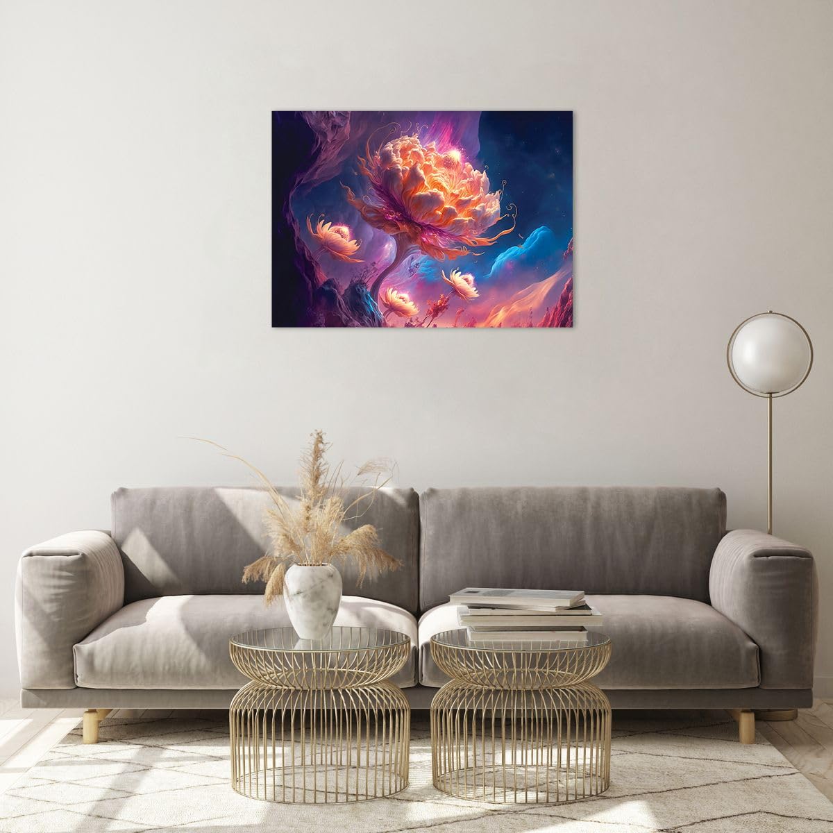 Tulup Impression sur Verre de 120x60 cm Image Tableau Photo décorative panoramique pour la Cuisine et Le Salon - Fleurs et Plantes - Fleurs Et Papillons - Multicolore