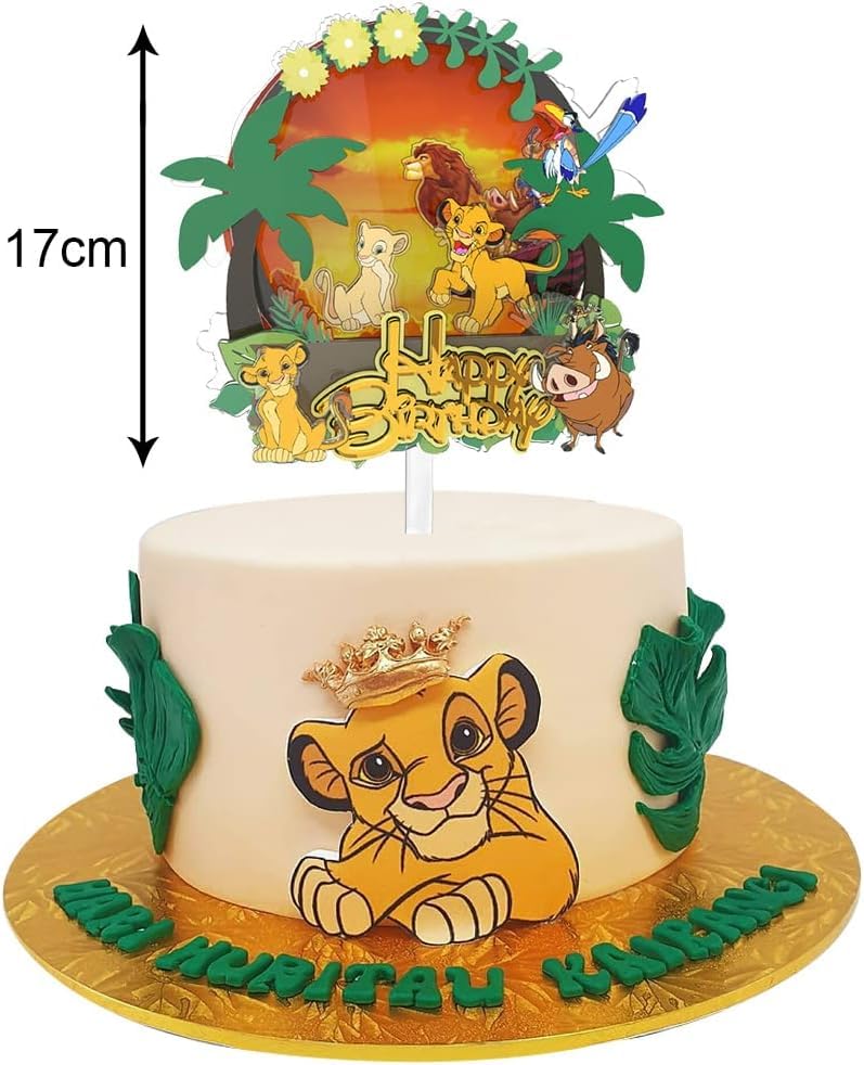 Decorazioni Torta Re Leone - 17 Pezzi, Topper Per Compleanno Bambini, In Carta - Foto 3
