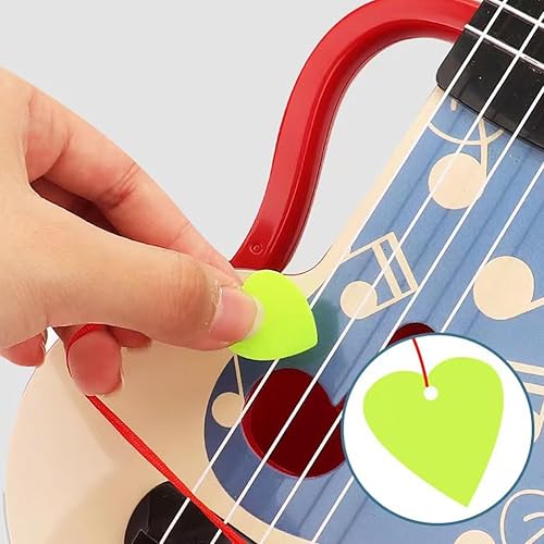 Miniatura 6 de FAVOMOTO Guitarra para niñas y niños, mini instrumentos musicales para principiantes, ukelele, guitarra preescolar, educación temprana, linda