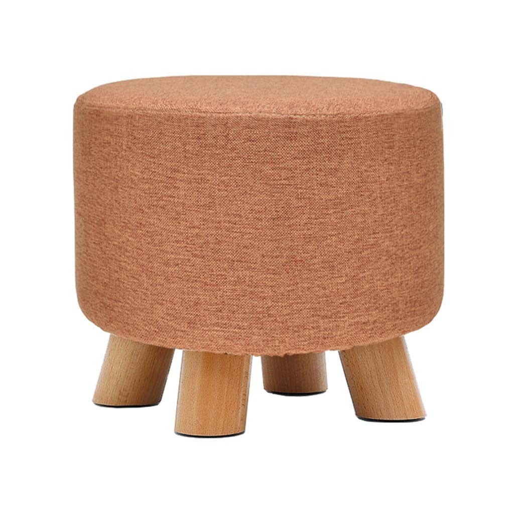 Petit Banc Ottoman Orange en Lin pour Salon et Entrée Modeste