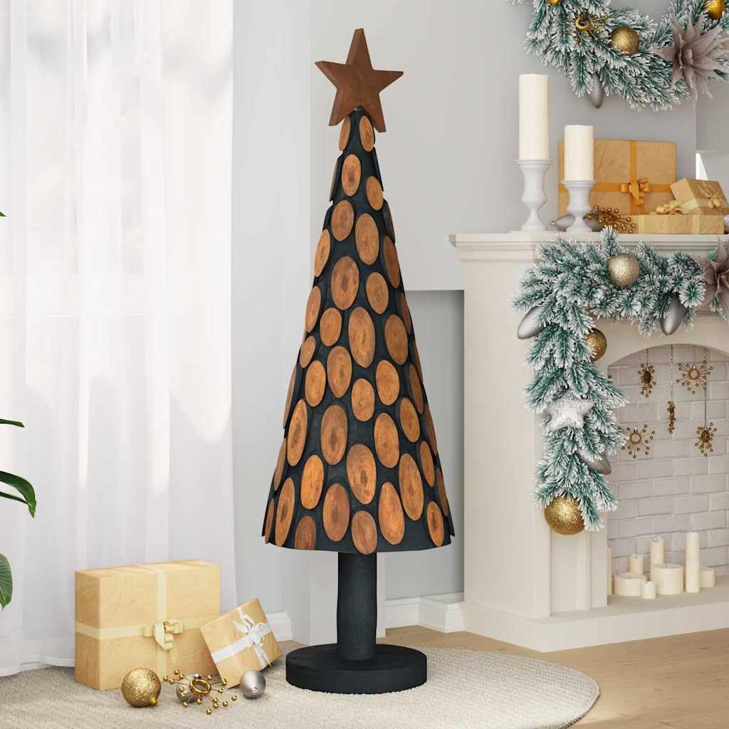 Árbol de Navidad con soporte, color marrón, 149 cm, madera maciza de teca