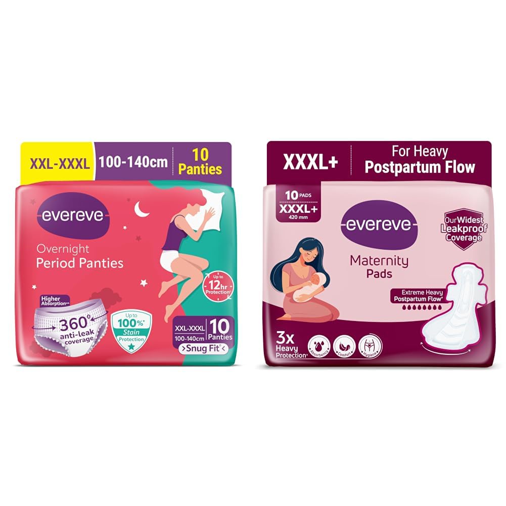 Evereve Period Panty For Girls & Women, (XXL-XXXL), 10 Pcs, 360 Degree Coverage, 0% Leaks, High Absorbency For Heavy Flow, Maternity Delivery Pads, Postpartum & Overnight Protection, Disposable Panty-image-2