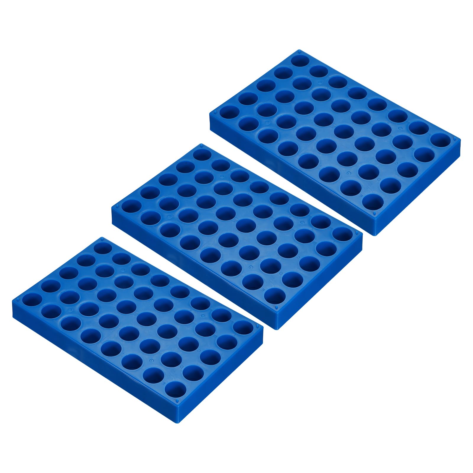 PATIKIL Estante de viales para viales de muestreador automático de 10 ml, paquete de 3 soportes para bandejas de viales apilables de 40 pocillos para tubos de microcentrífuga, color azul