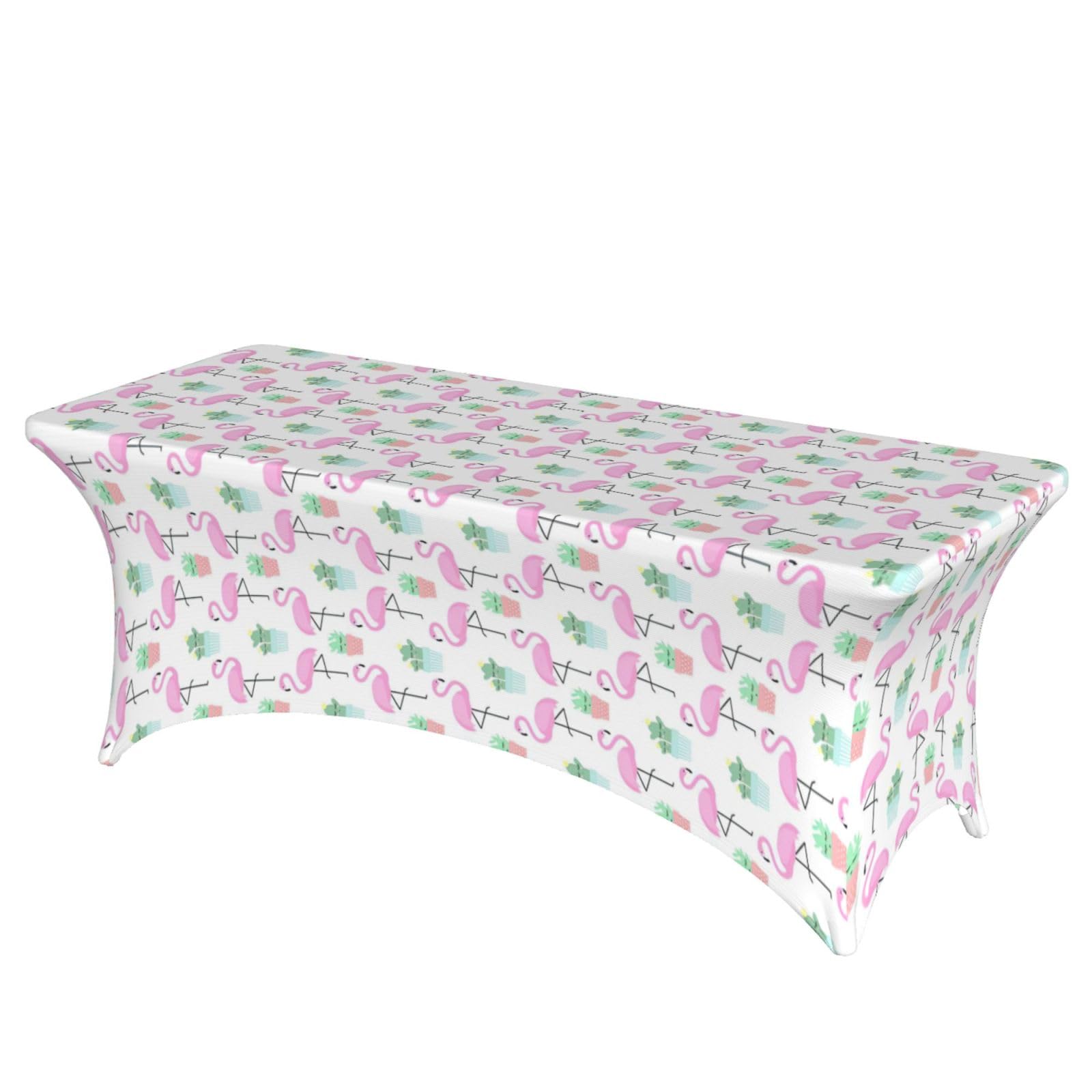 PPHGUT Tropical Flamingo Cute Cactus Print Rectangular Tablecloth Dining Party Home Office Wedding Outdoor Events Table Cover