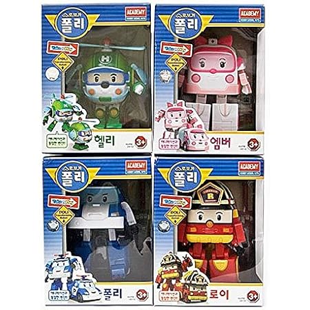 Amazon Academy Robocar Poli Poli Amber Roy Helly 韓国おもちゃ ロボカー ポリー ポリ アンバー ロイ ヘリー 並行輸入品 ロボット 子ども向けフィギュア おもちゃ