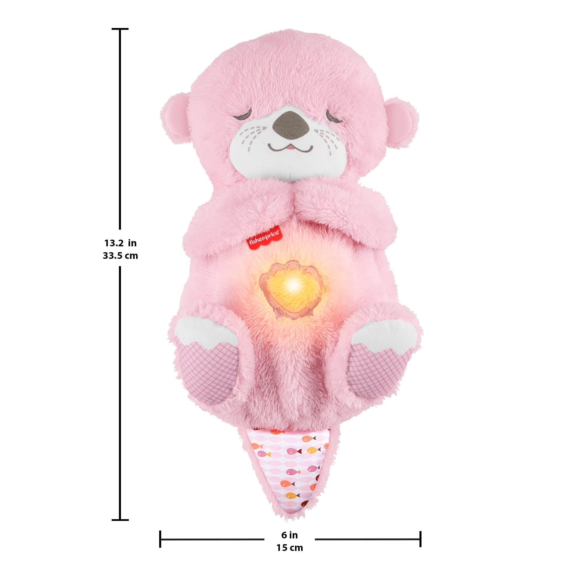 Fisher-Price - Lontra Rosa Soffice Relax, Peluche sensoriale Portatile con Movimento respiratorio e luci calmanti, Melodie per Il Sonno del Neonato, Giocattolo per Bambini, 0+ Mesi, JLJ33