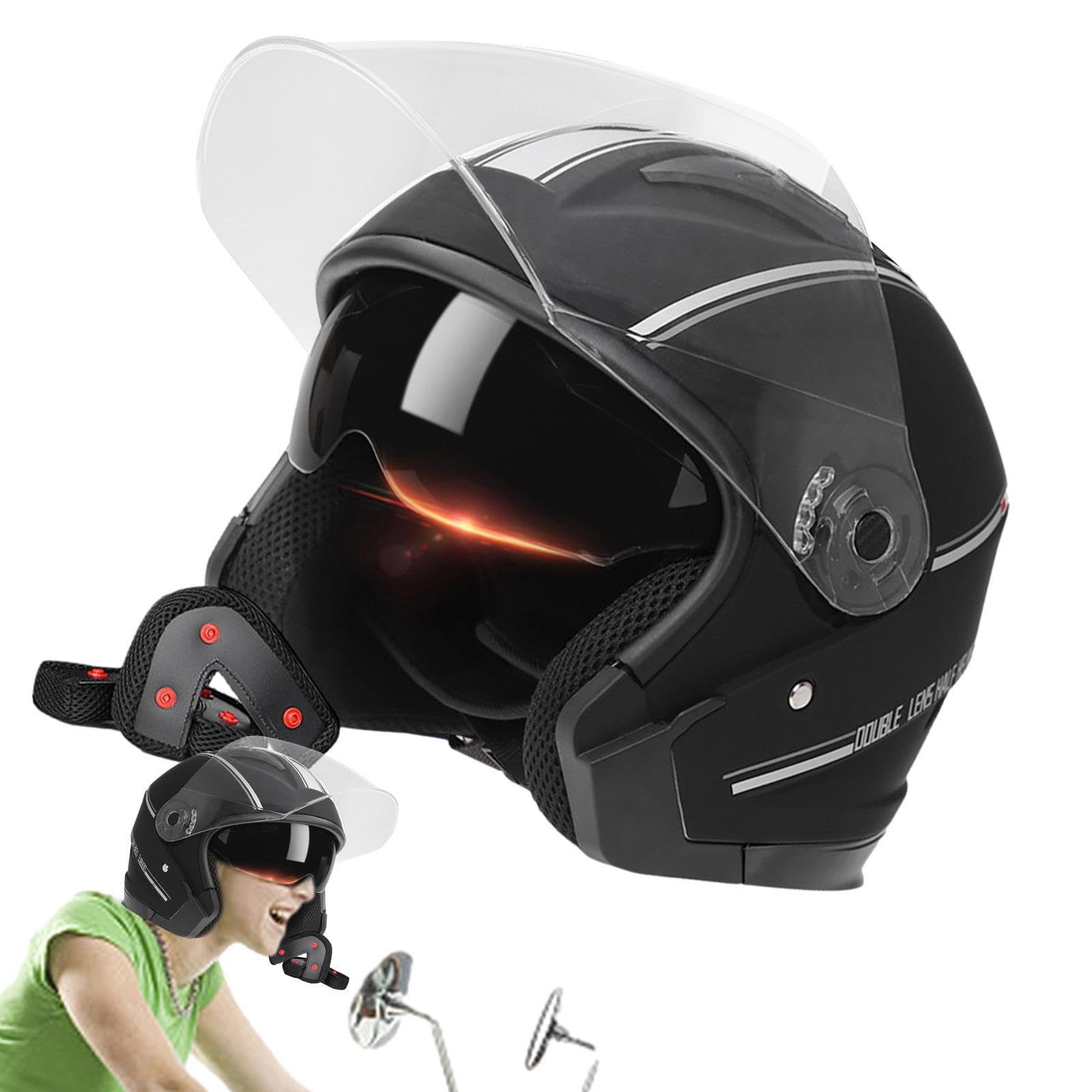 Caschi da moto | Caschi a doppia visiera Dot Caschi da equitazione - Comodi accessori per caschi da ciclismo su strada di montagna per uomini e donne adulti Rianpesn