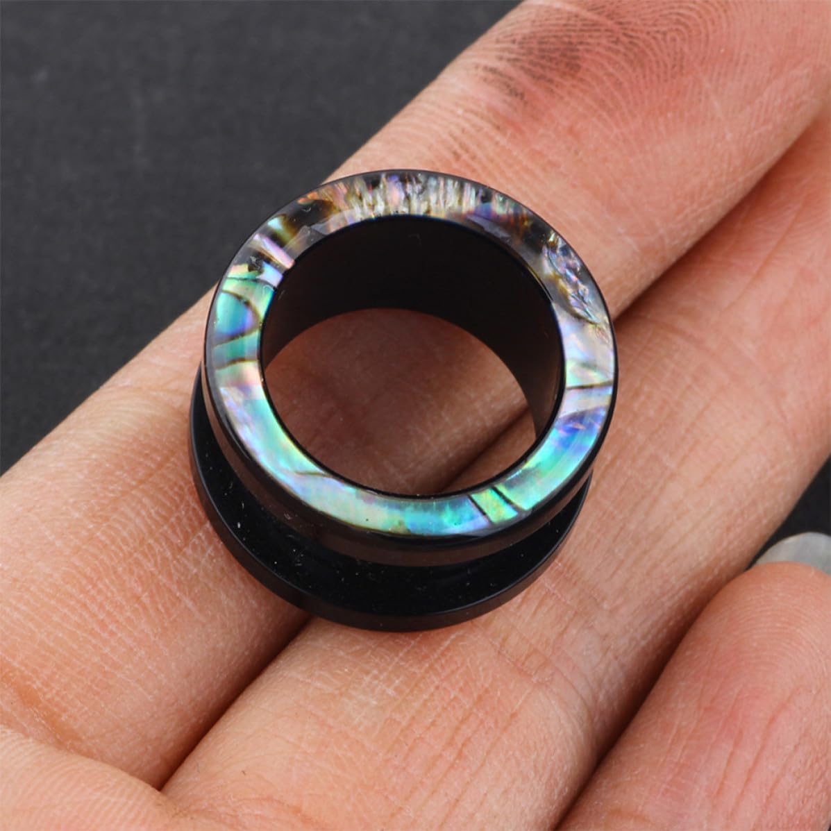 CALLARON Ear Tunnel Plugs Acrylic Black Ear Expanders Fashion Jewelry
