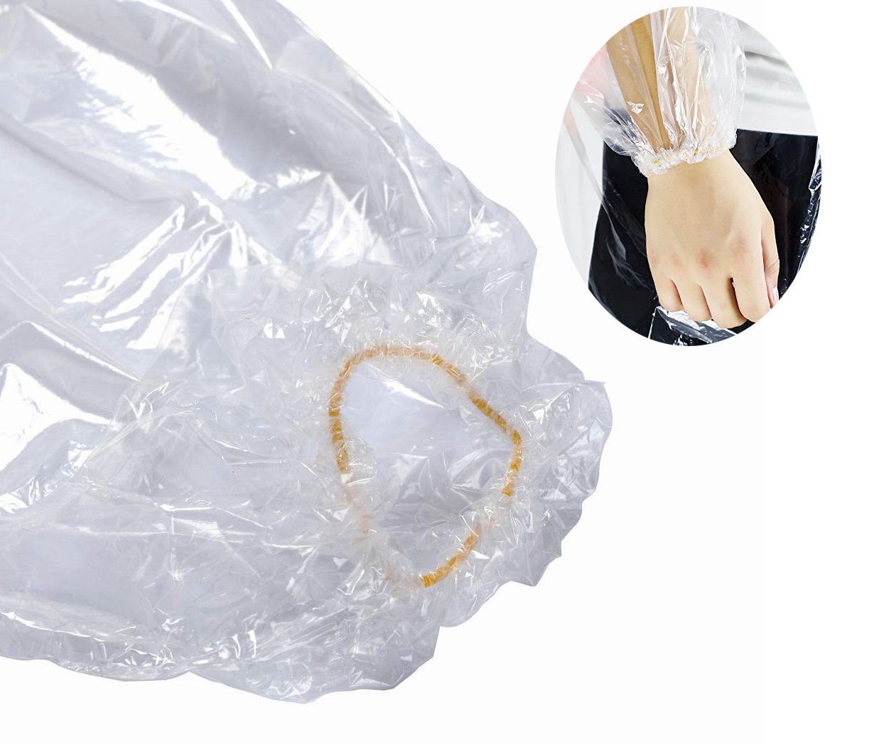 LEBEXY Poncho impermeable desechable con capucha, transparente, 5 unidades