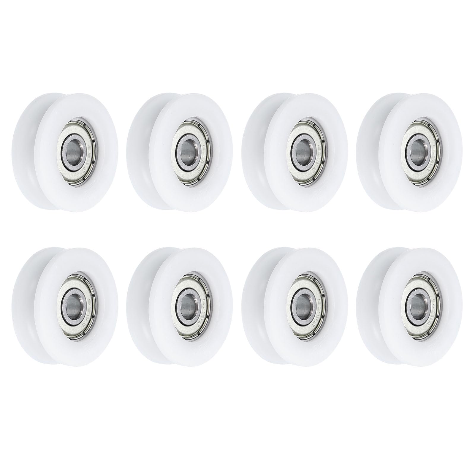 uxcell 8pcs Nylon Pulley U-Groove Ball Bearing 6x27x9mm U Groove Roller Wheel (GCr15) Chrome Steel Bearings, ABEC3