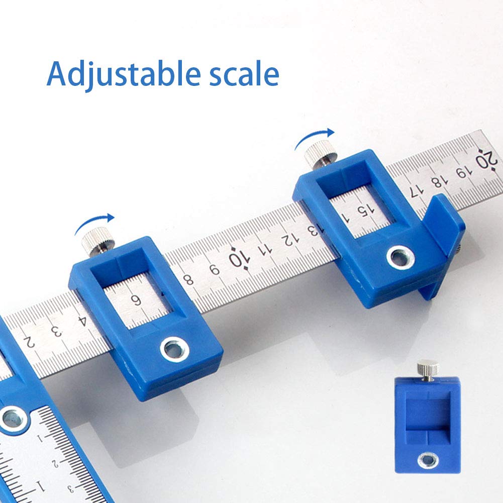 Plantilla Hardware Gabinete, Plantilla Ajustable Cajón, Plantilla Manija Puerta, Localizador Perforación Ajustable, Plantilla Extracción Cajón, Metal, Retirable, con Bolsa Almacenamiento (Azul)