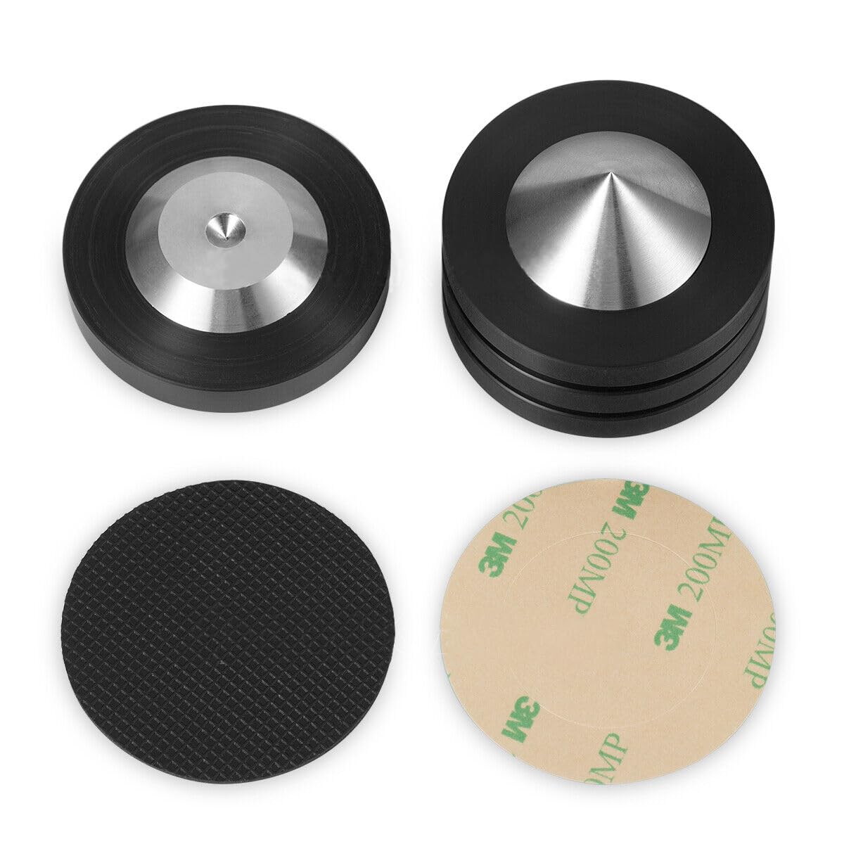 Tertullus Lot de 4 pointes de haut-parleur en acier inoxydable + POM - Absorbeur de pieds - Découpleur HiFi
