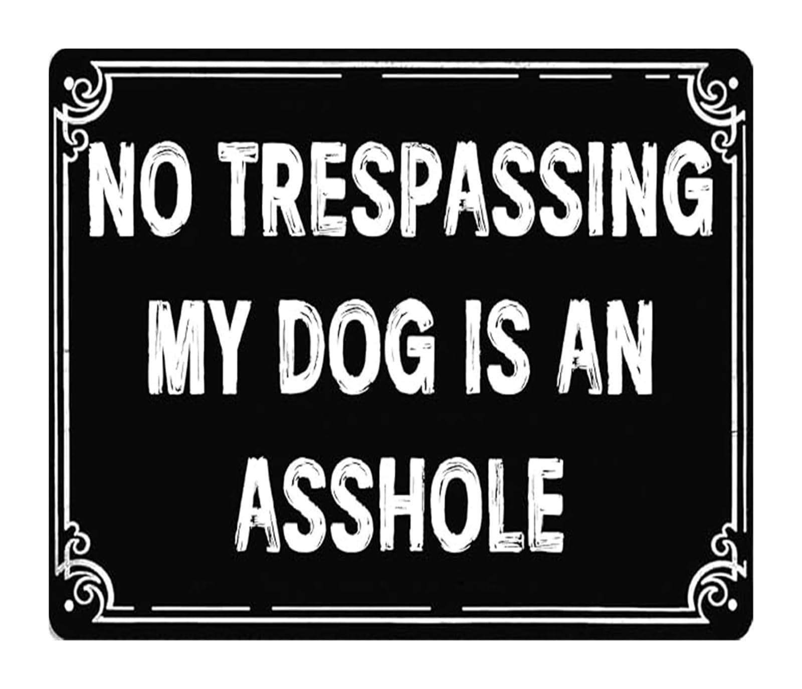 EKFBQBGW Farm Humor Warning Vintage Tin Sign No Trespassing My Dog Is a Jerk Retro Metal Decor For Garage Property 8 X 12 in