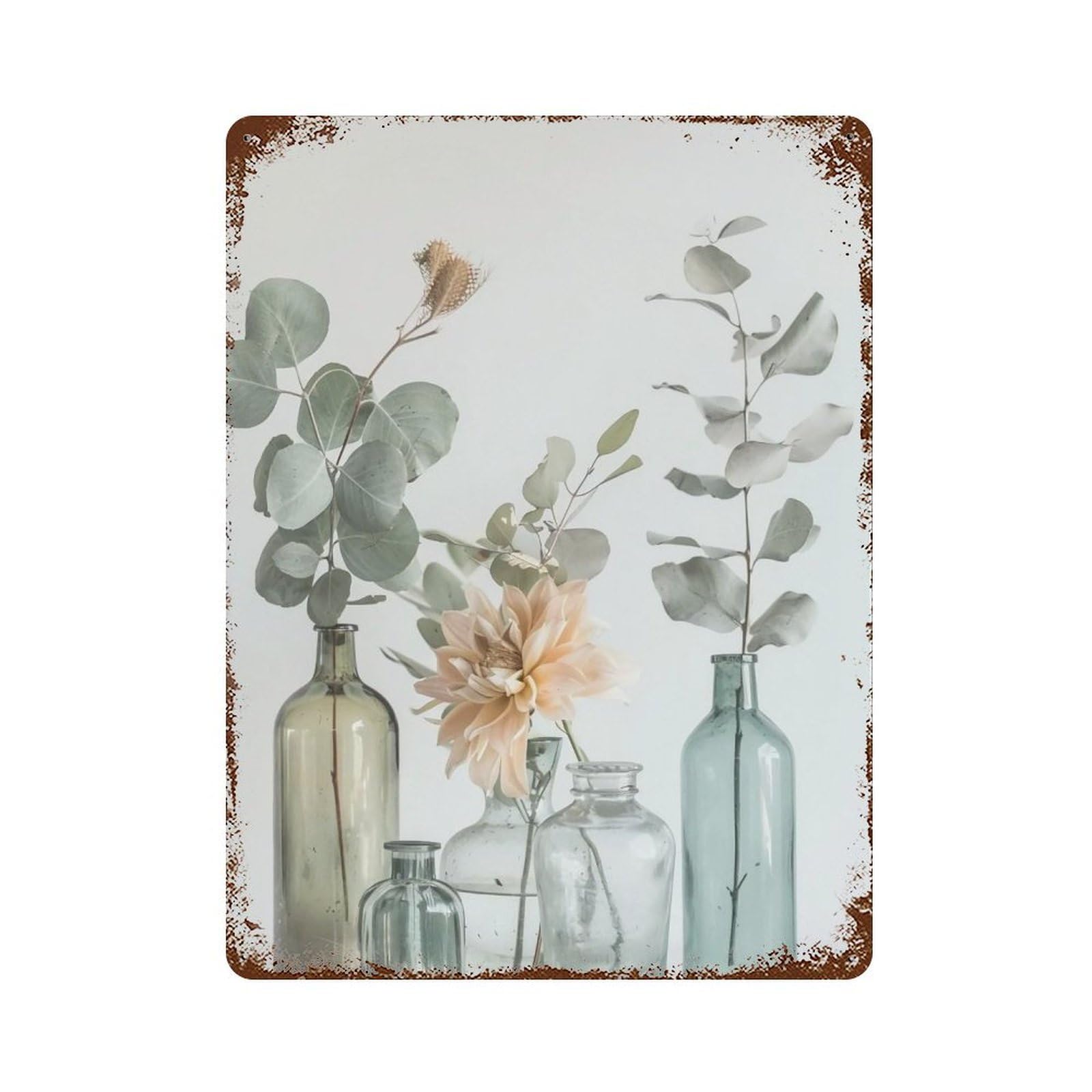 HDURYEYRYY Eucalyptus Glass Vase 02 Wall Retro Iron Vintage Art Metal Tin Sign Poster Modern Home Cofffee Club Art Bar Shop Decor 40x30cm